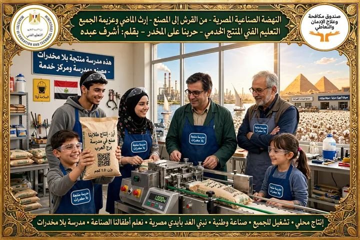 الحرب على المخدر والمصنع.. والجبهة الثالثة التي نسيناها: المدرسة الفنية التي تنتج وتبيع النهضة الصناعية والزراعية والتعليمية المصرية: من القرش إلى المصنع المنتج.. ومن الفصل إلى الورشة الخدمية